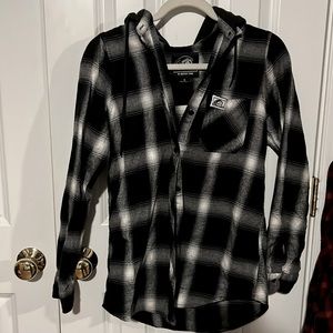 Black and White Hooded Flannel Size Small from Zumiez